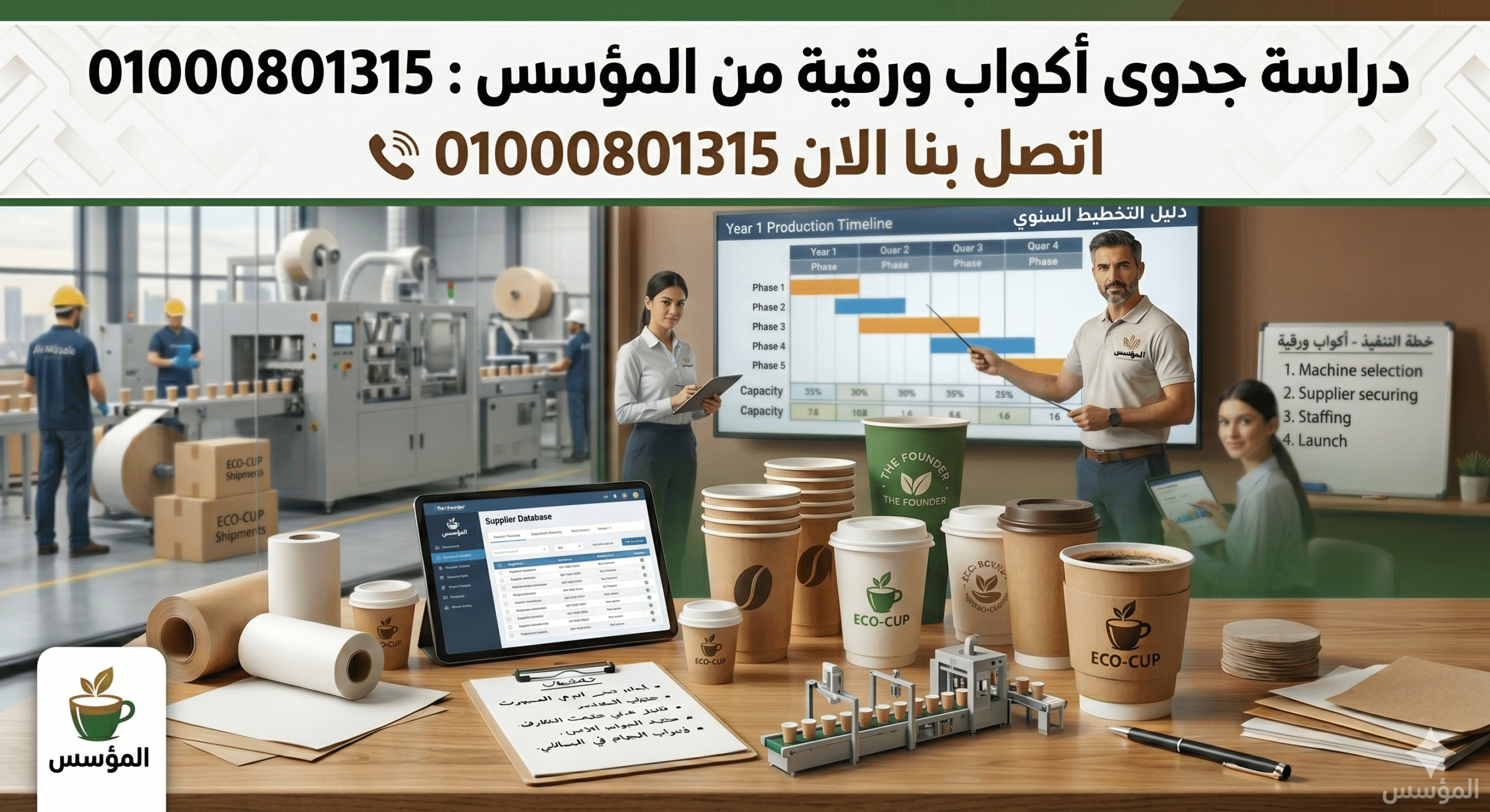 دراسة جدوى اكواب ورقية