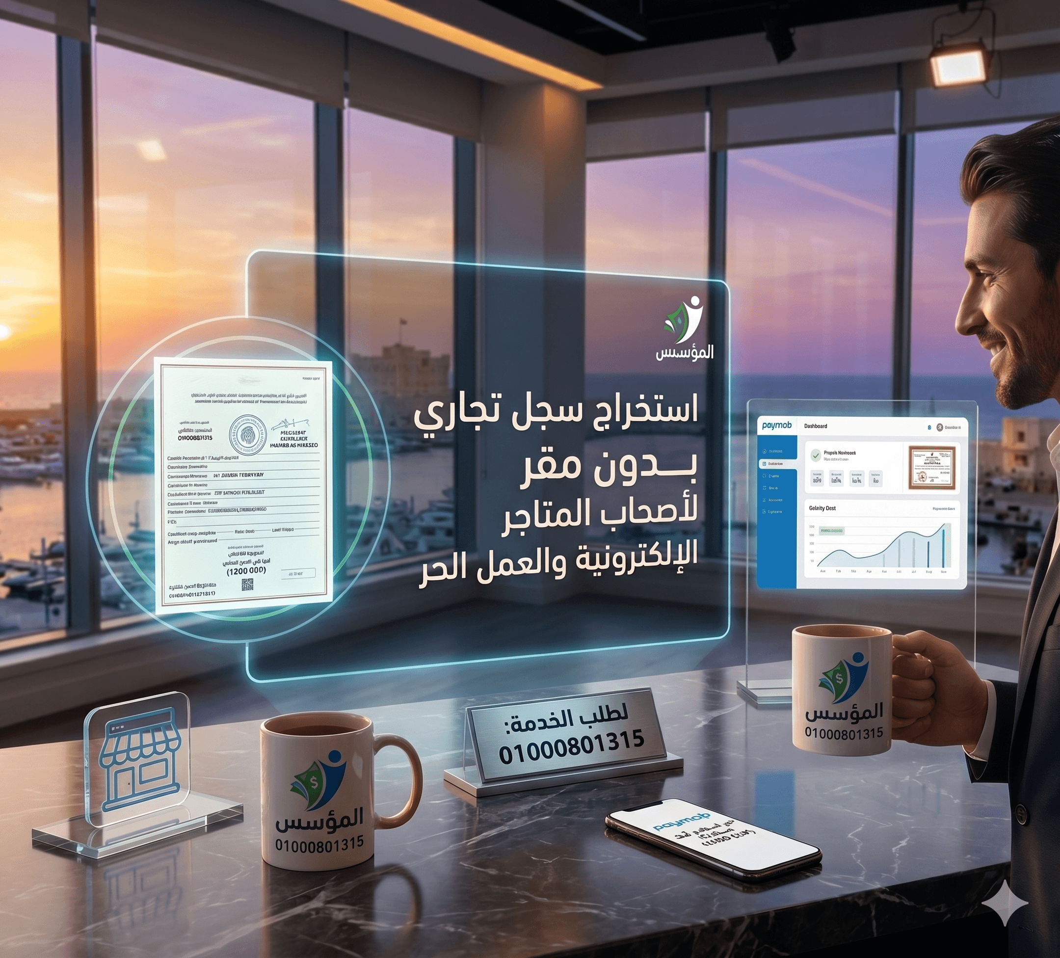 استخراج سجل تجاري بدون مقر