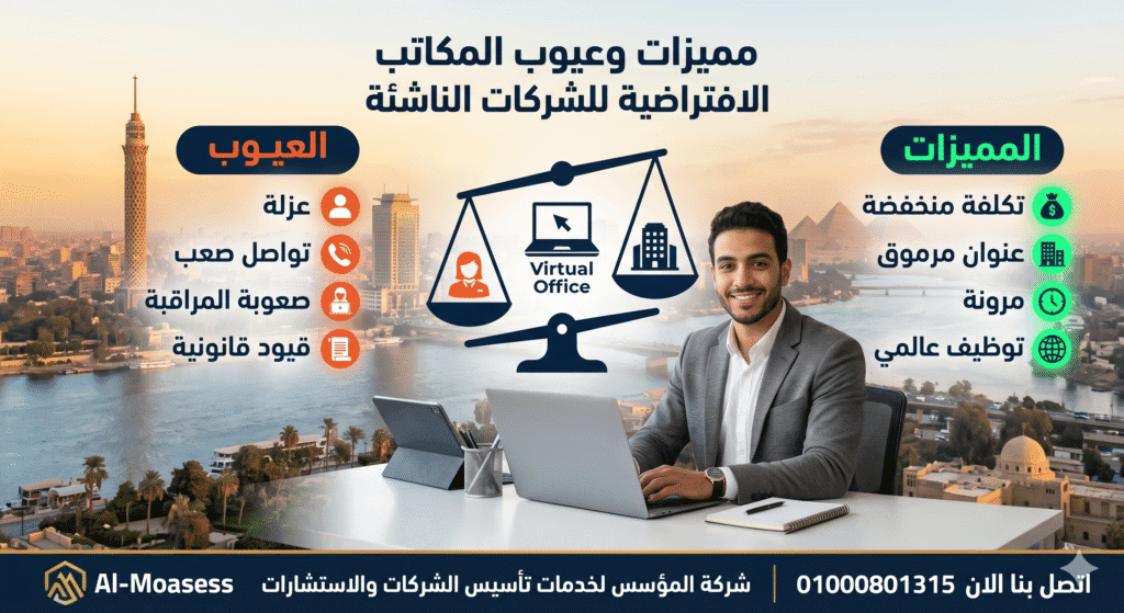 مميزات وعيوب المكاتب الافتراضية للشركات الناشئة